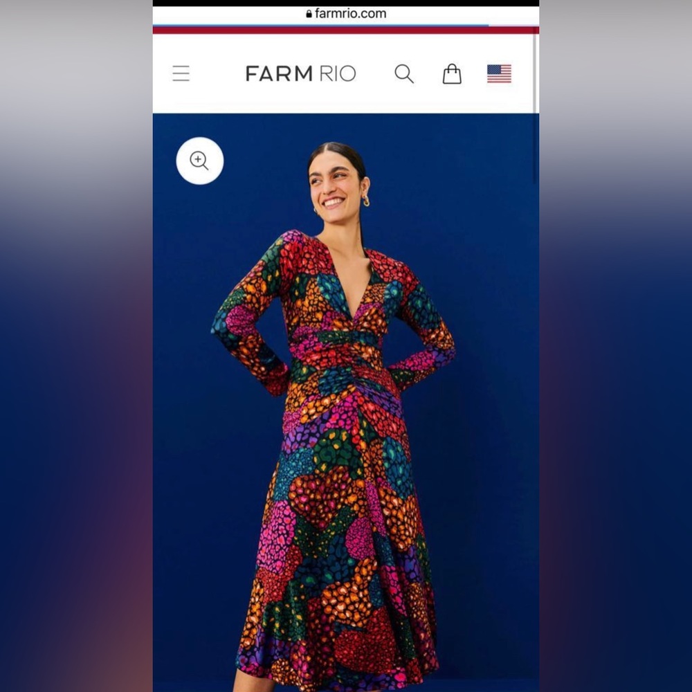 Farm Rio Rainbow Hearts midi dress